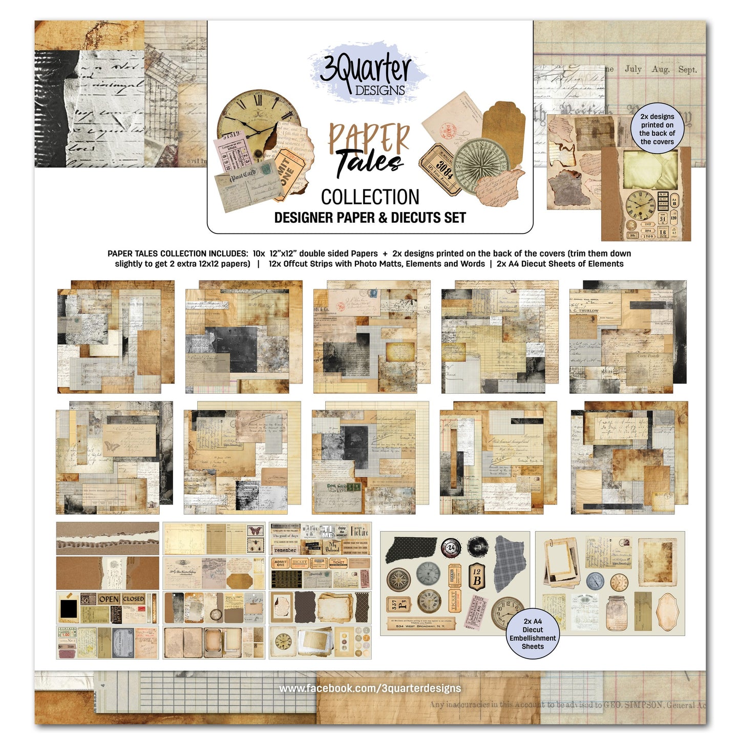3 Quarter Designs - Paper Tales Collection Designer Paper & Diecuts Set