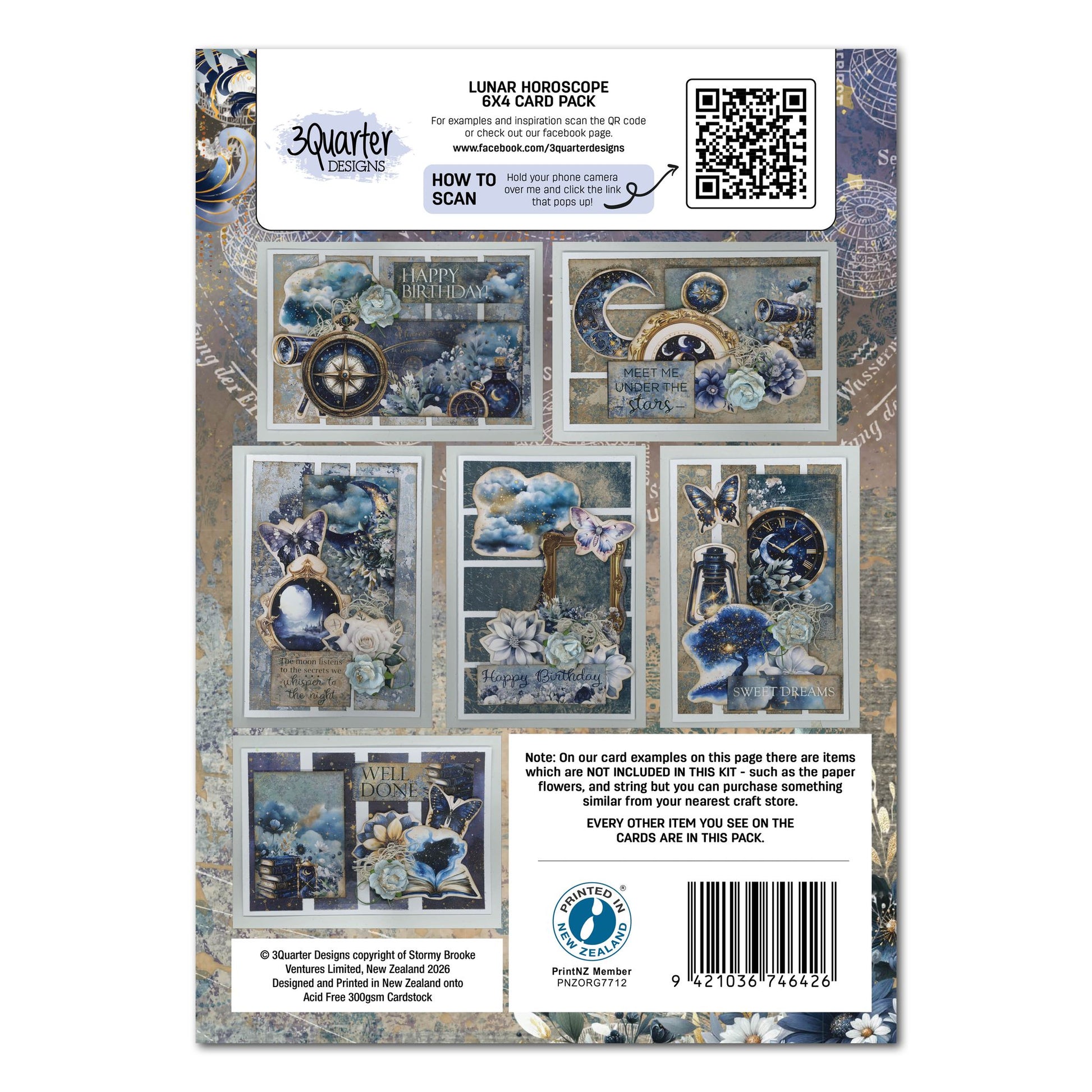 3 Quarter Designs - Lunar Horoscope Collection 6x4 Card Pack
