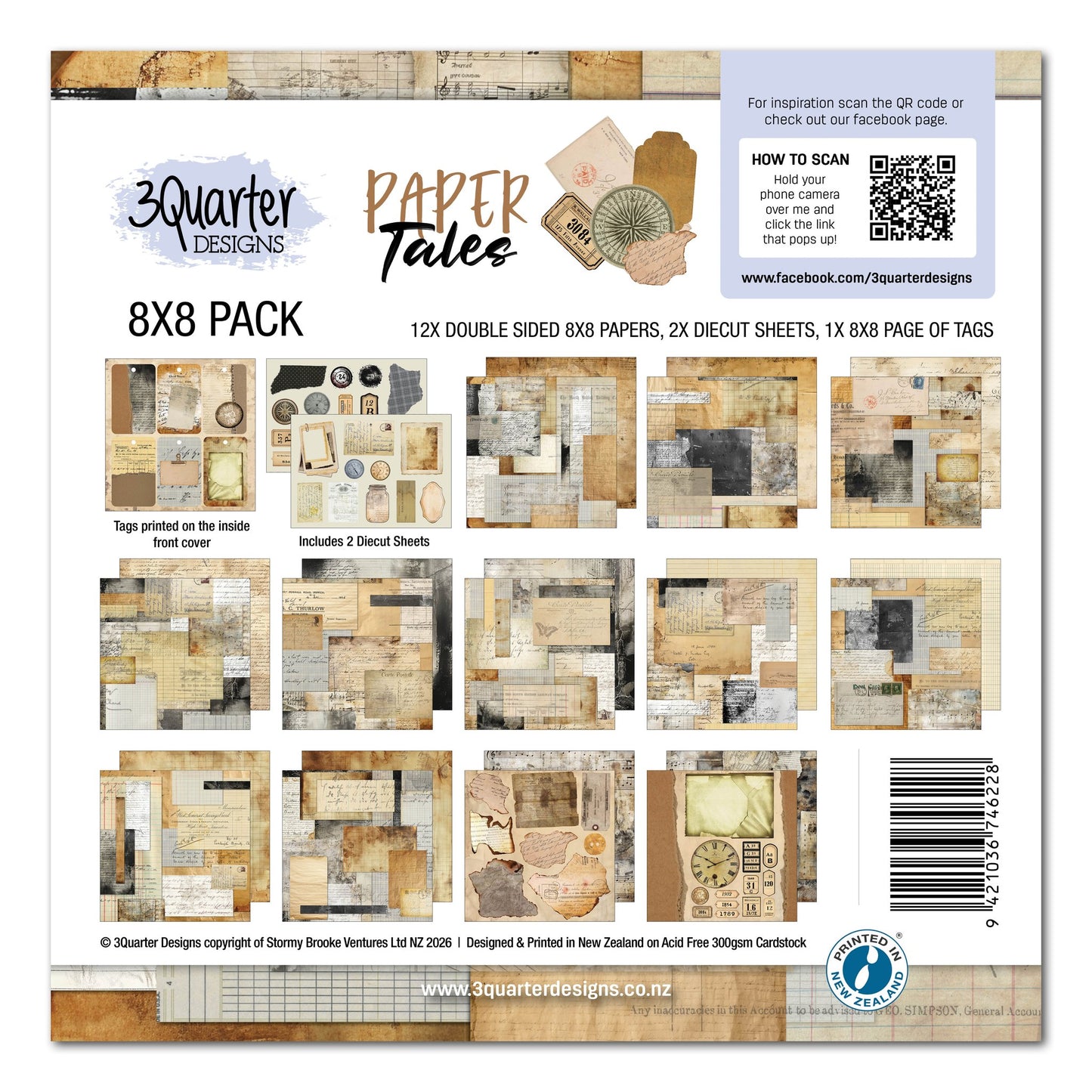 3 Quarter Designs - Paper Tales  Collection 8x8 Pack