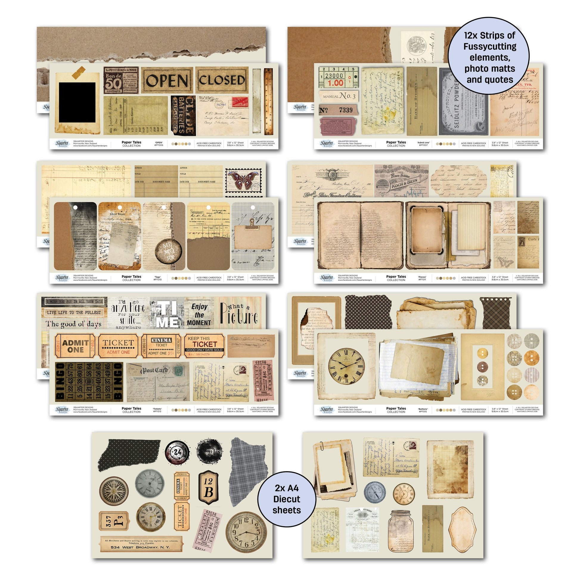 3 Quarter Designs - Paper Tales Collection Designer Paper & Diecuts Set