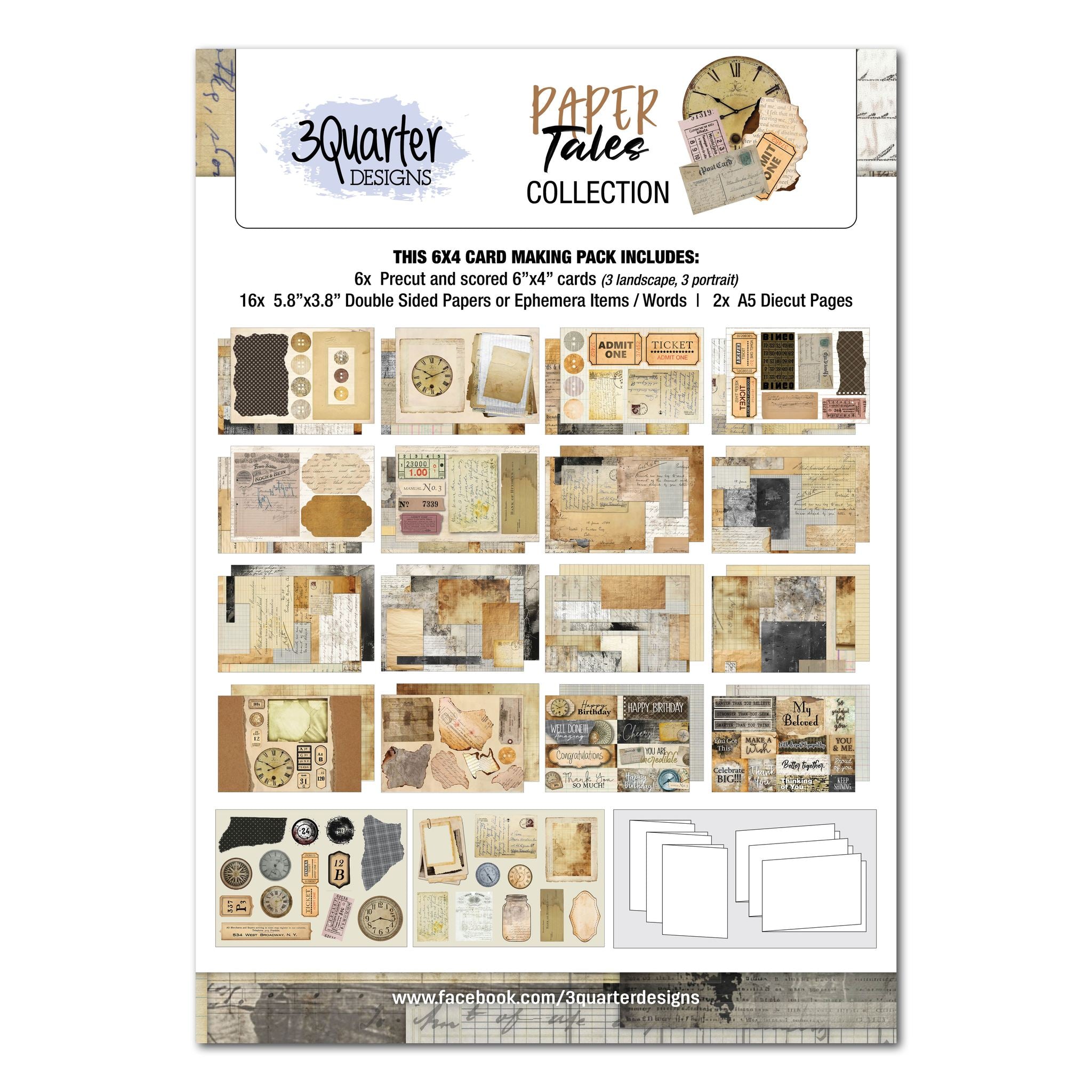 3 Quarter Designs - Paper Tales Collection 6x4 Card Pack