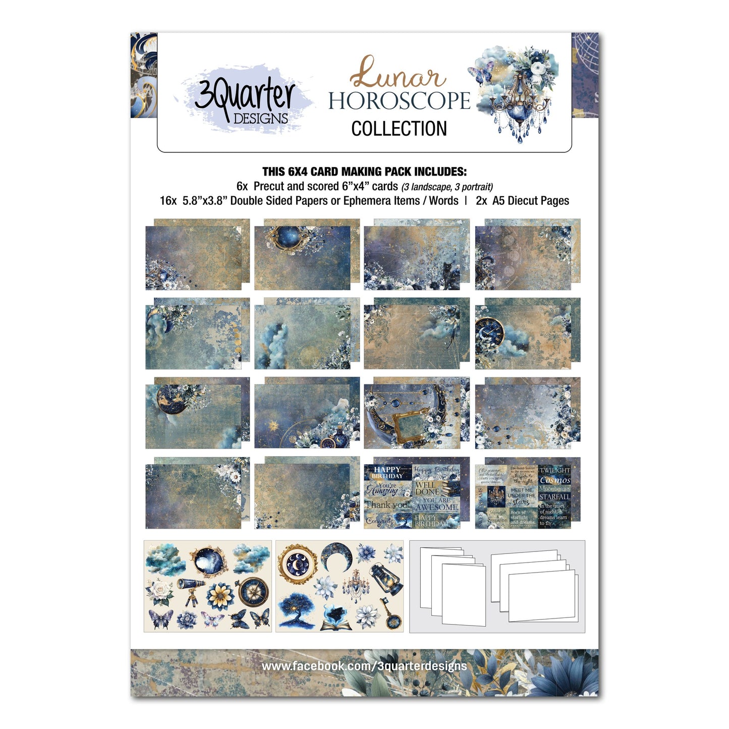 3 Quarter Designs - Lunar Horoscope Collection 6x4 Card Pack