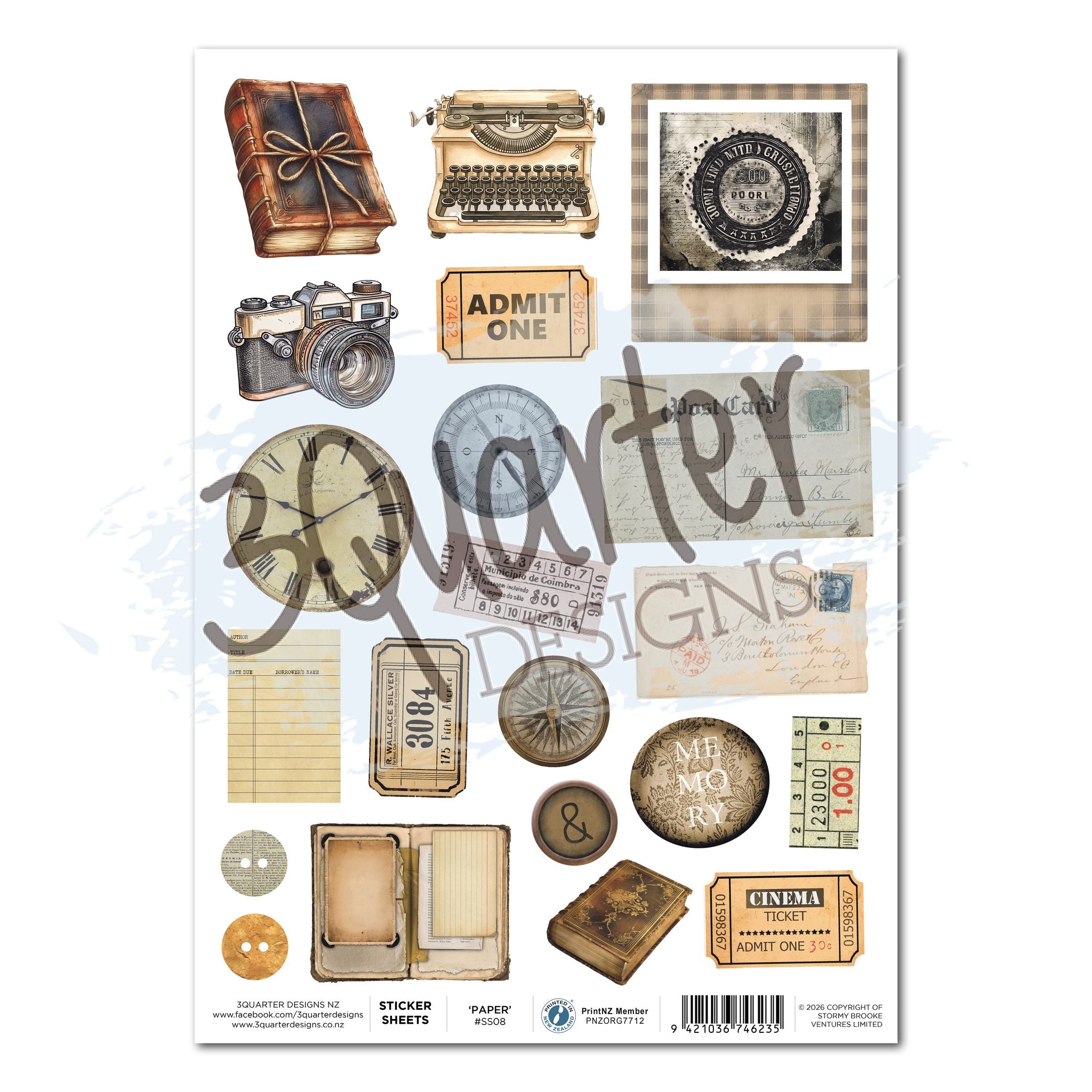 3 Quarter Designs -  Sticker Sheet  - Paper Tales - COMING SOON