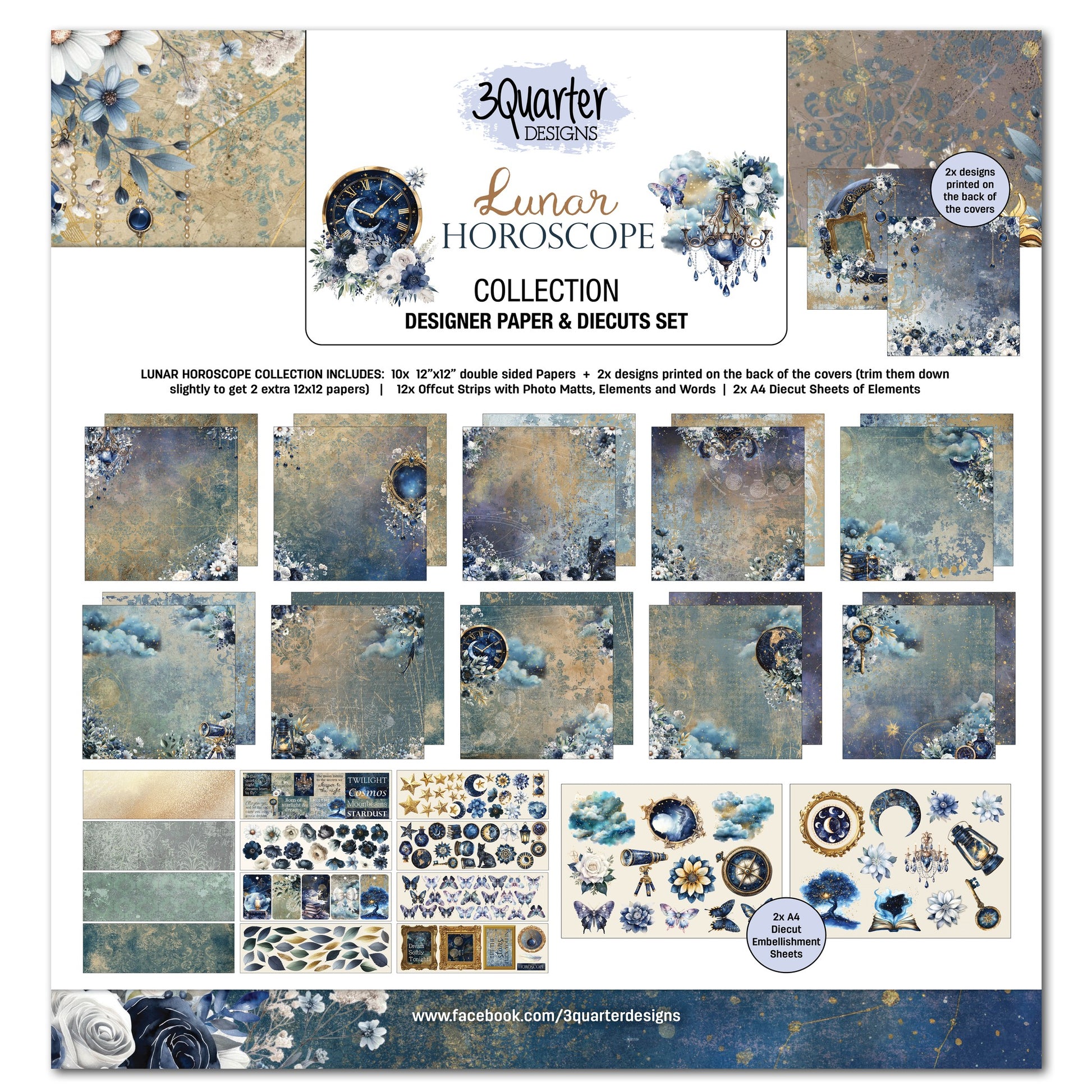 3 Quarter Designs - Lunar Horoscope Collection Designer Paper & Diecuts Set