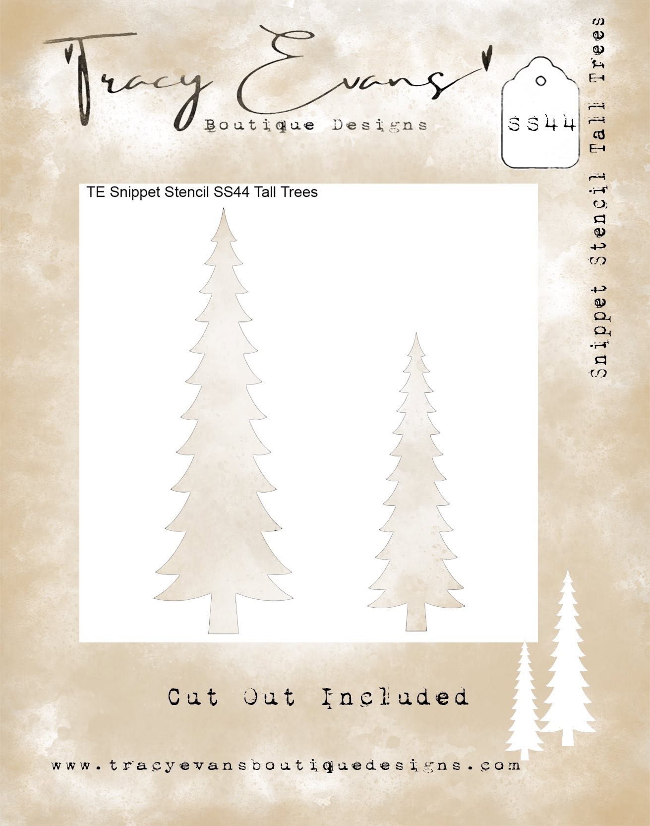 Tracy Evans Boutique Designs - Snippet Stencils - Tall Trees SS44