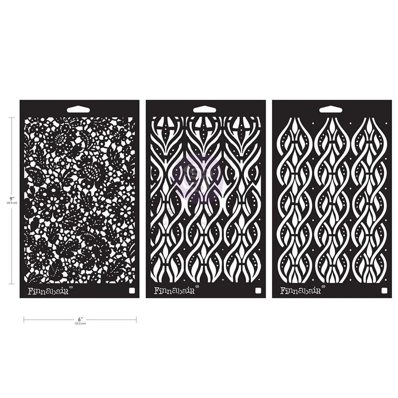 Finnabair Stencil - Victorian Tiles - set 3 stencils