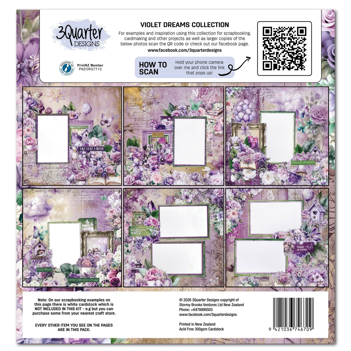 3 Quarter Designs - Violet Dreams Collection Designer Paper & Diecuts Set