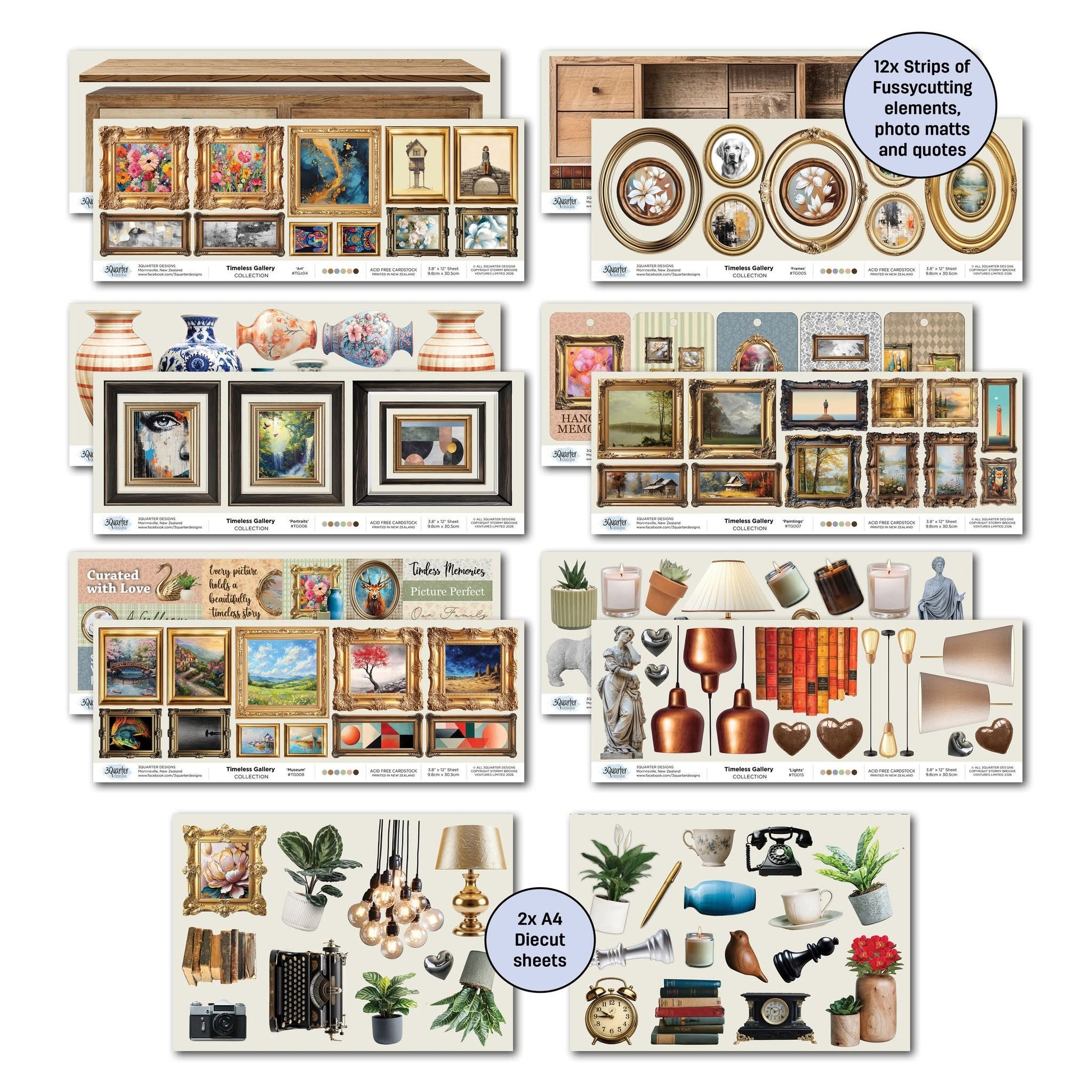 3 Quarter Designs - Timeless Gallery Collection Designer Paper & Diecuts Set