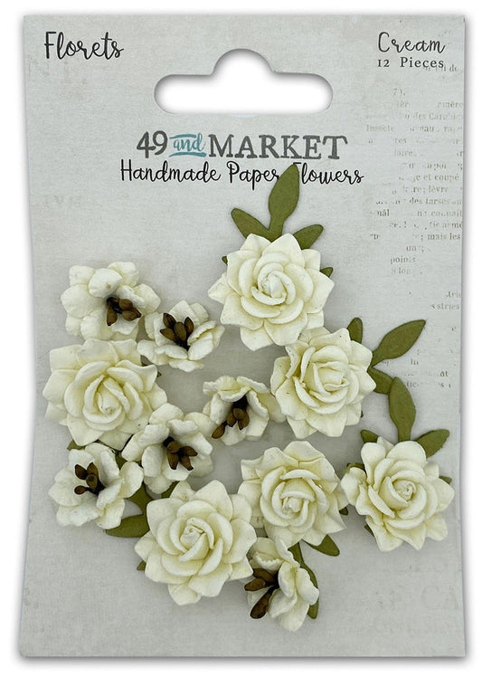 49 and  Market Handmade Paper Flowers - Florets - Cream
