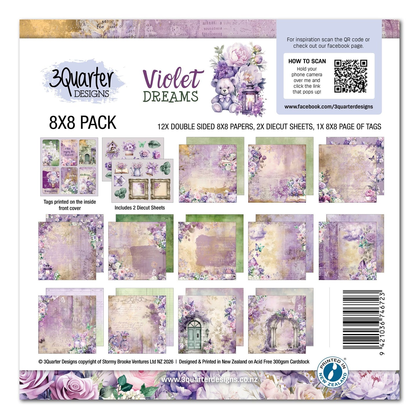3 Quarter Designs - Violet Dreams Collection 8x8 Pack