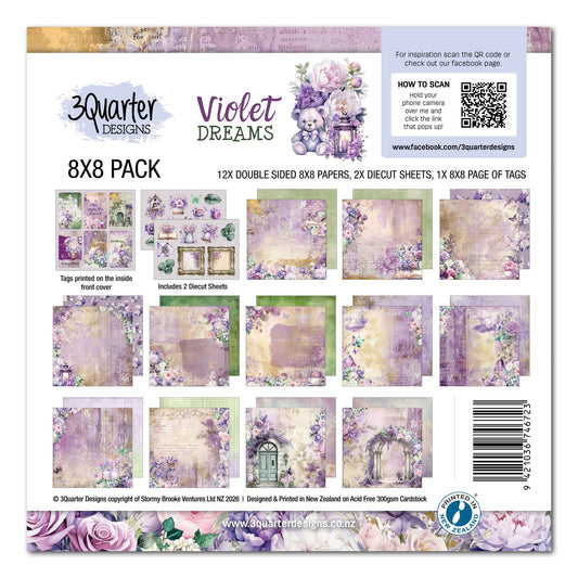 3 Quarter Designs - Violet Dreams Collection 8x8 Pack