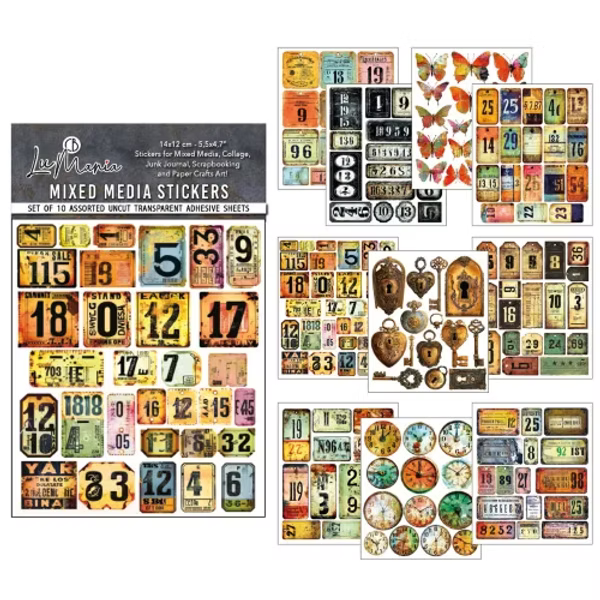 Mixed Media Stickers – Scratched Labels Pack of 10