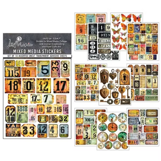 Mixed Media Stickers – Scratched Labels Pack of 10