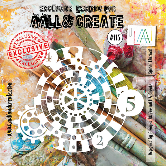 AALL & CREATE - 6X6  Stencil  - Spiral Checked  #115