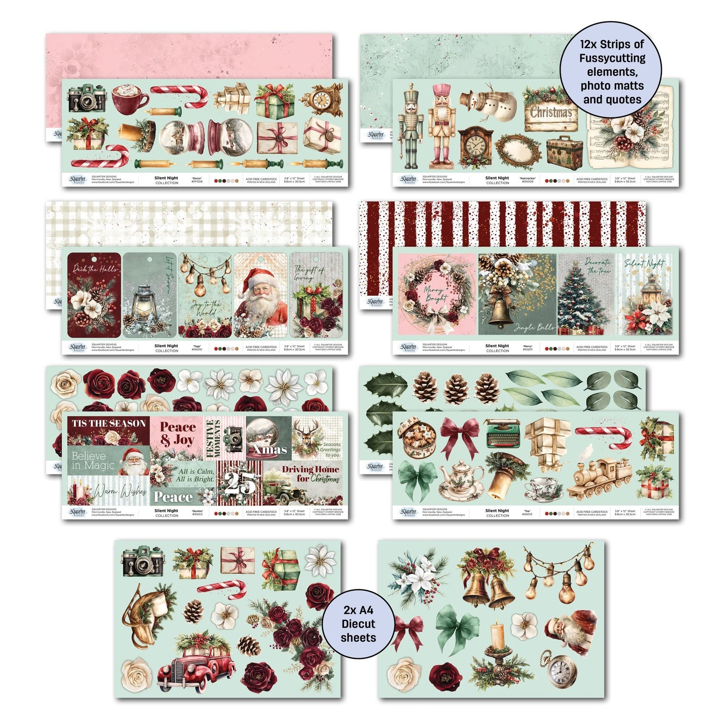 3 Quarter Designs - Silent Night Collection Designer Paper & Diecuts Set