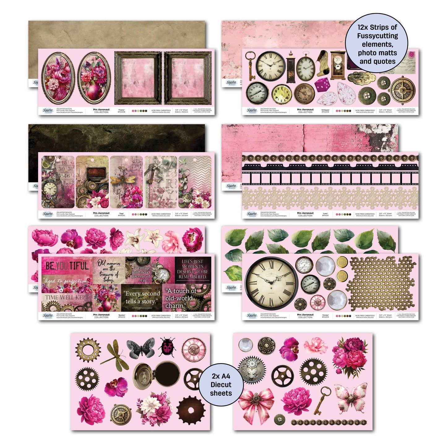 3 Quarter Designs - Mrs Aeronaut Collection Designer Paper & Diecuts Set