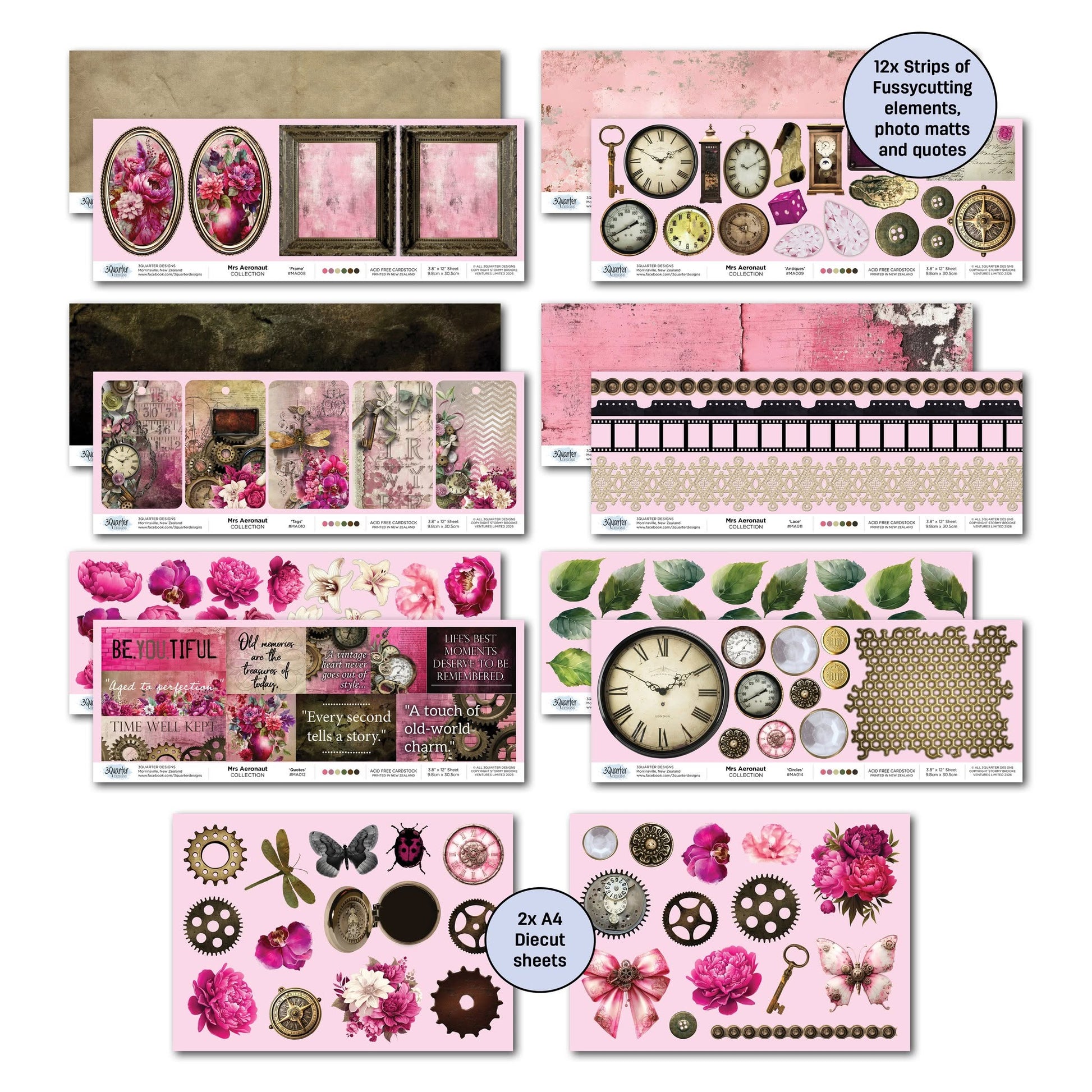 3 Quarter Designs - Mrs Aeronaut Collection Designer Paper & Diecuts Set