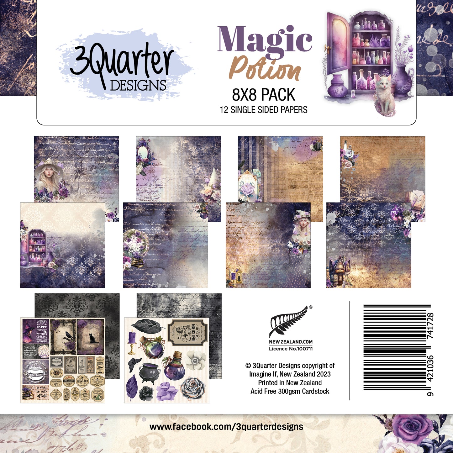 3 Quarter Designs -Magic Potion 8x8 Pack Papers