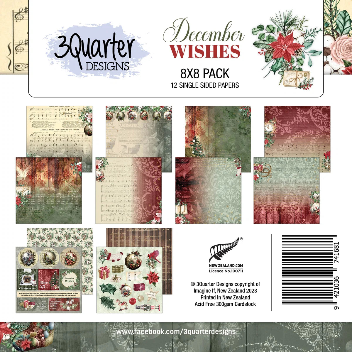 3 Quarter Designs - December Wishes 8x 8 collection pack