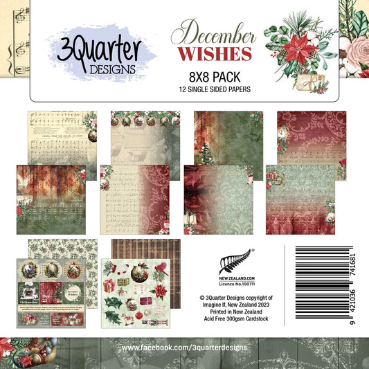 3 Quarter Designs - December Wishes 8x 8 collection pack