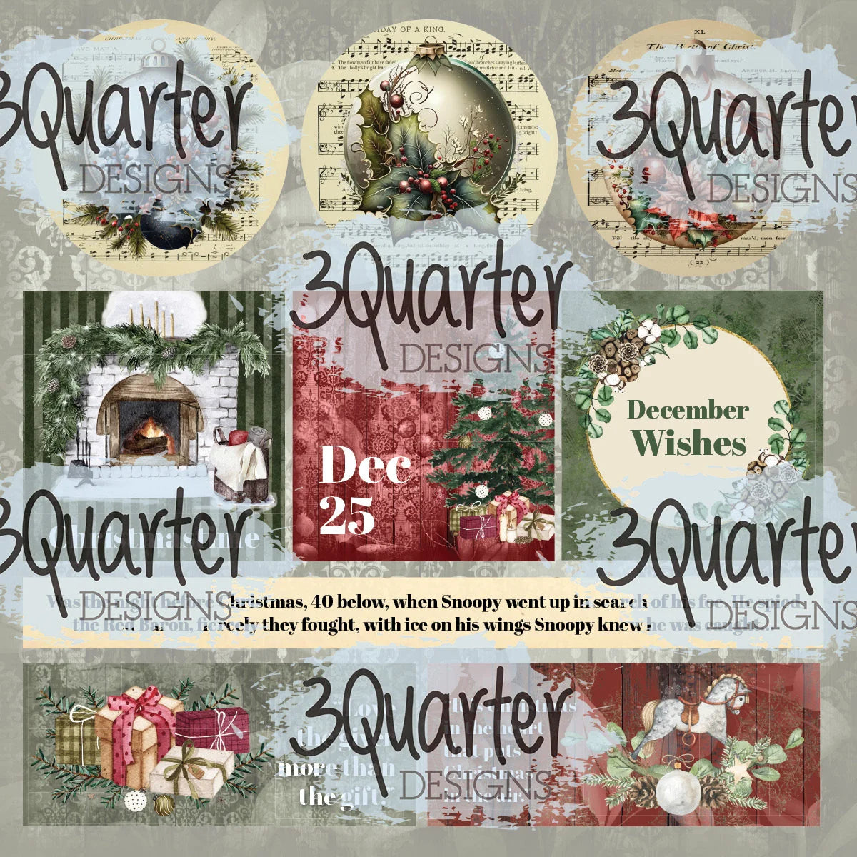 3 Quarter Designs - December Wishes 8x 8 collection pack
