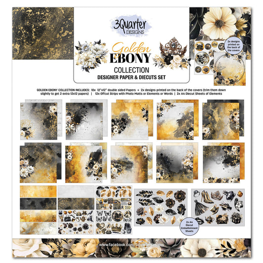 3 Quarter Designs -Golden Ebony Collection Designer Paper & Diecuts Set