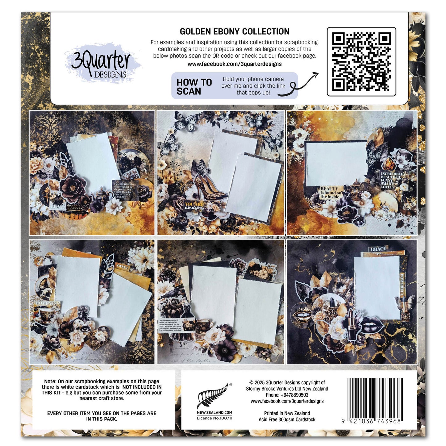 3 Quarter Designs -Golden Ebony Collection Designer Paper & Diecuts Set