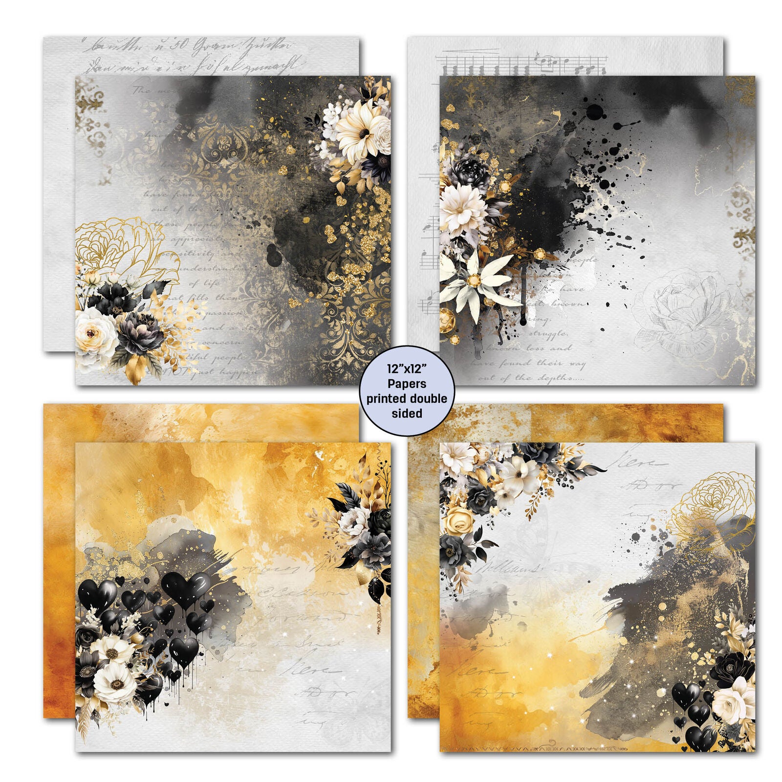 3 Quarter Designs -Golden Ebony Collection Designer Paper & Diecuts Set