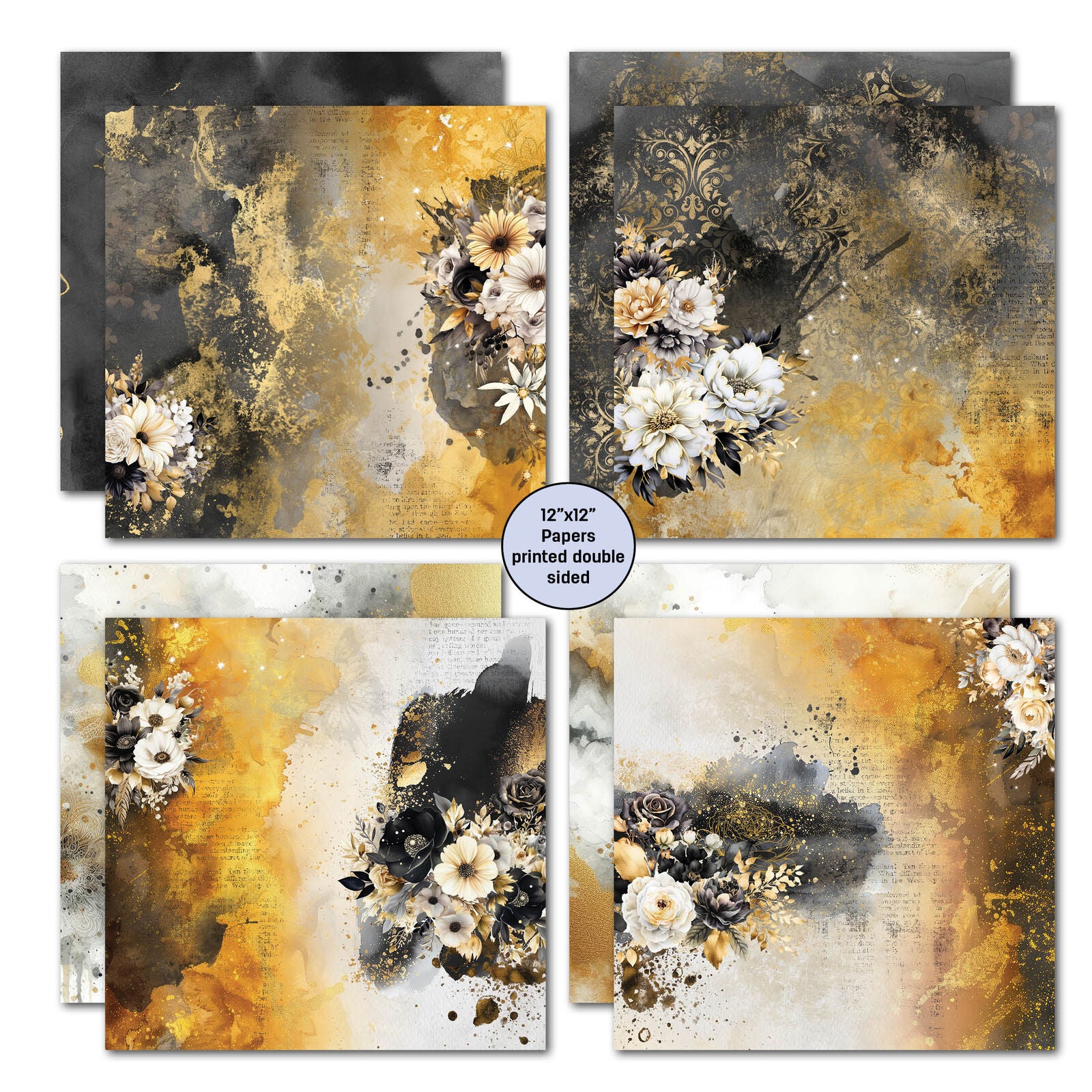 3 Quarter Designs -Golden Ebony Collection Designer Paper & Diecuts Set