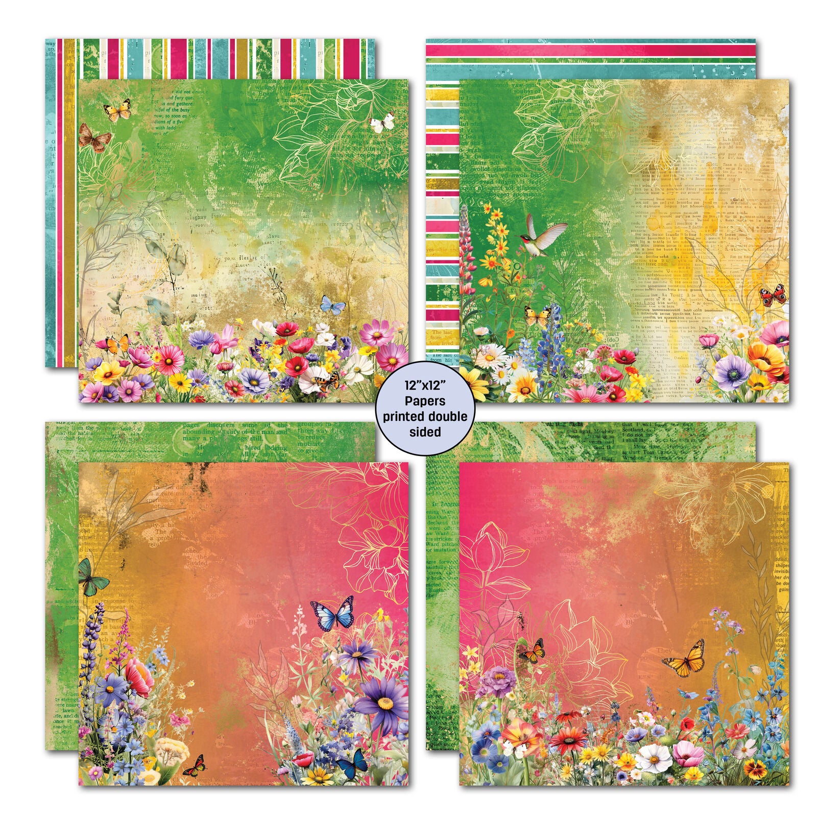 3 Quarter Designs -Fluttering Wings Collection Designer Paper & Diecuts Set