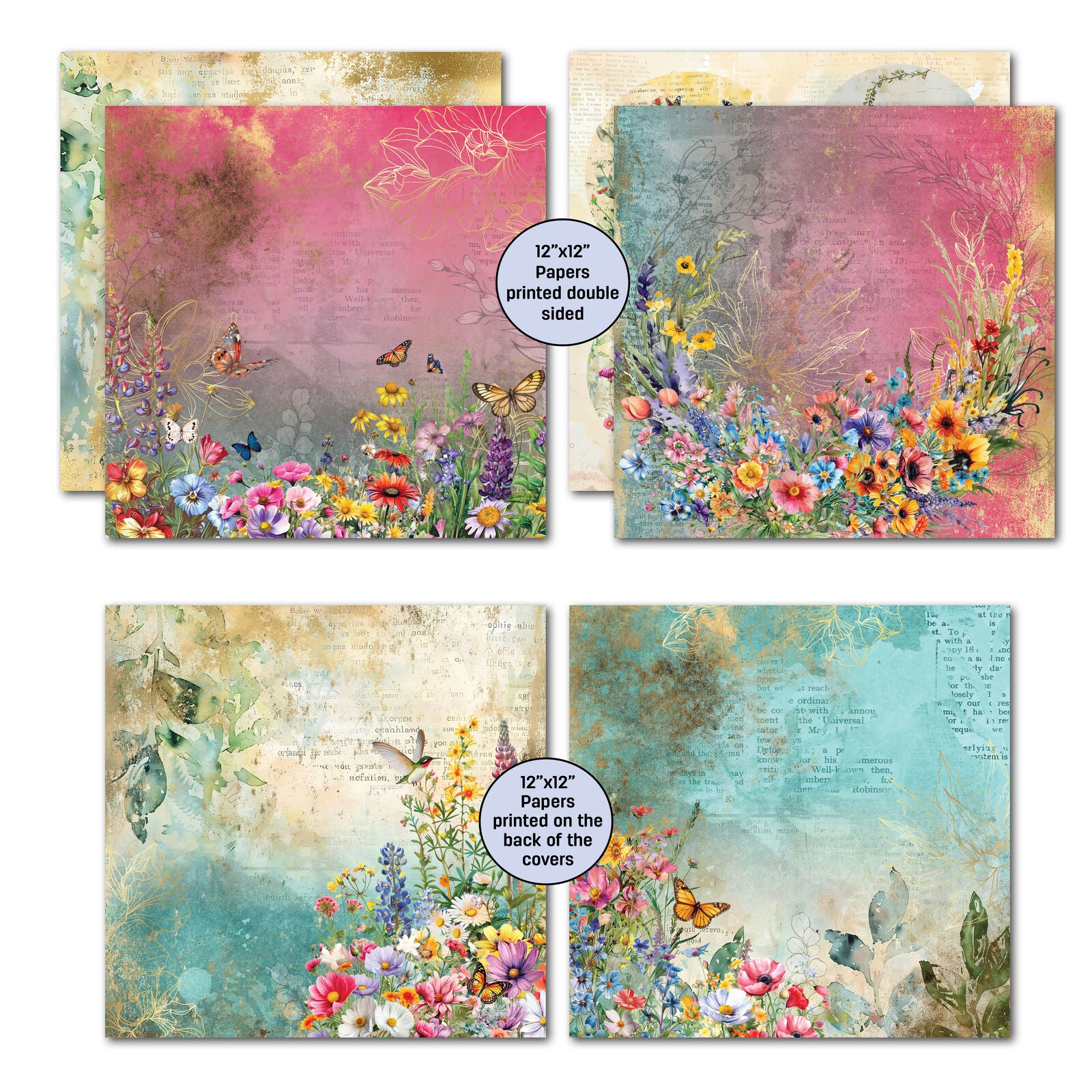 3 Quarter Designs -Fluttering Wings Collection Designer Paper & Diecuts Set