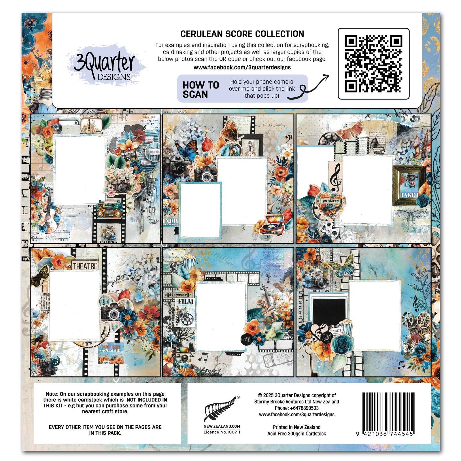 3 Quarter Designs - Cerulean Score Collection Designer Paper & Diecuts Set