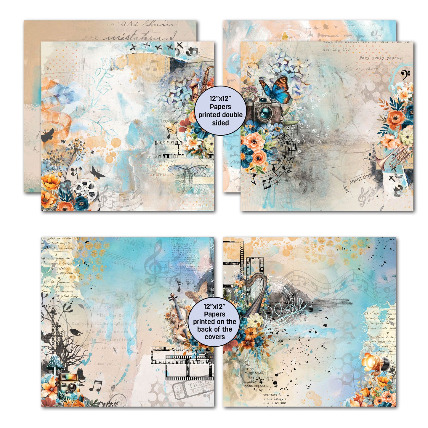 3 Quarter Designs - Cerulean Score Collection Designer Paper & Diecuts Set