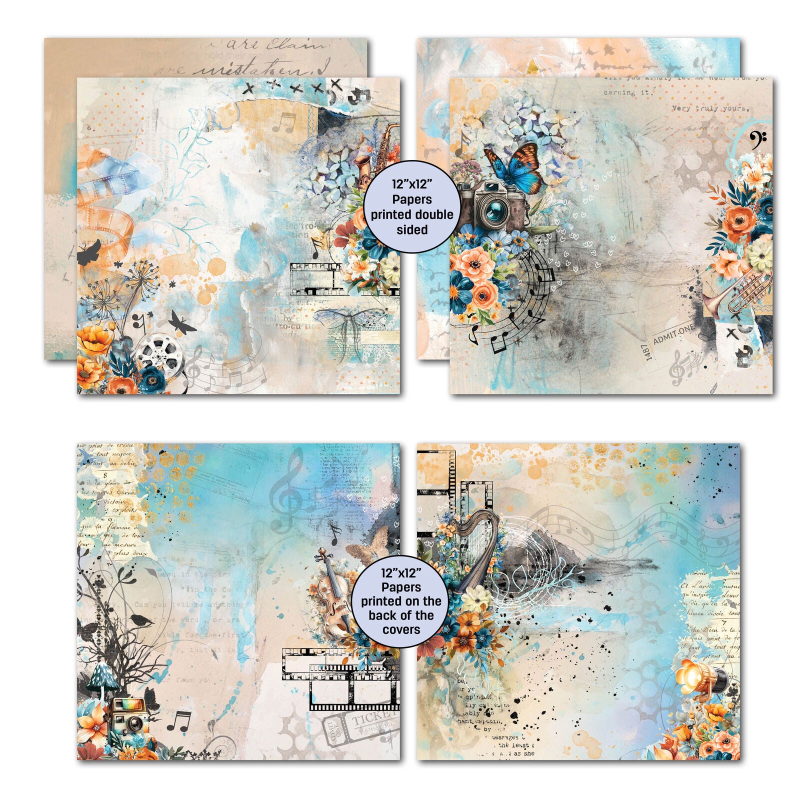 3 Quarter Designs - Cerulean Score Collection Designer Paper & Diecuts Set