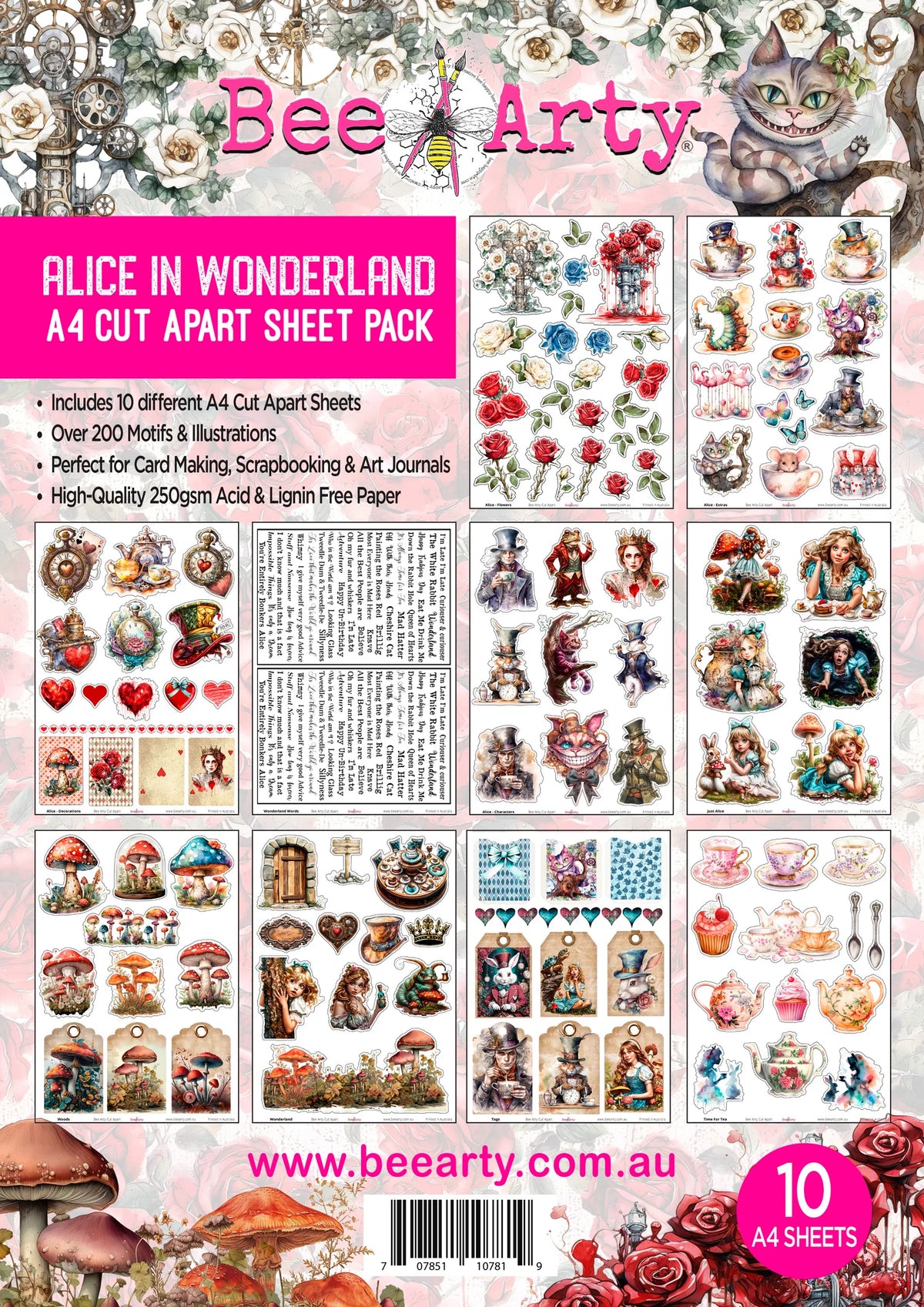 Bee Arty - A4 Cut Apart Sheet Pack - Alice In Wonderland
