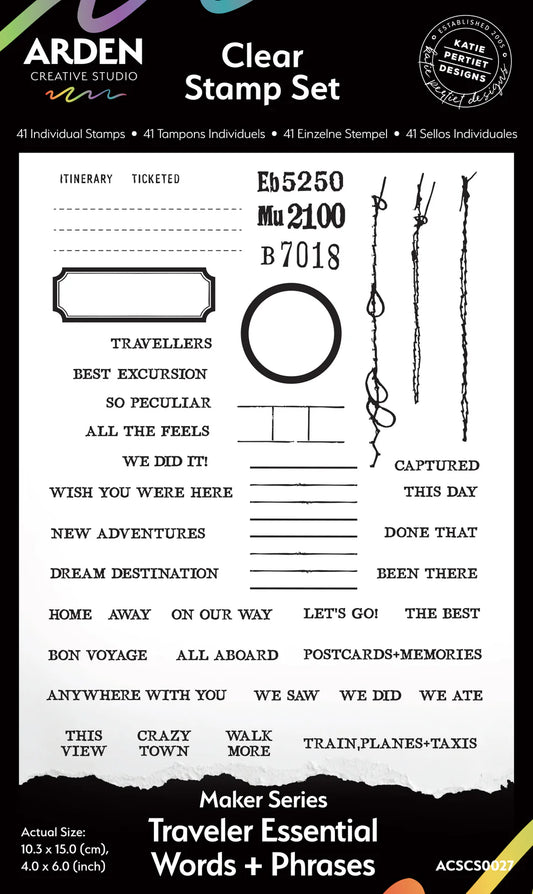 Arden Creative - Clear Stamp Set Makers Series Traveler Essentials Words + Phrases