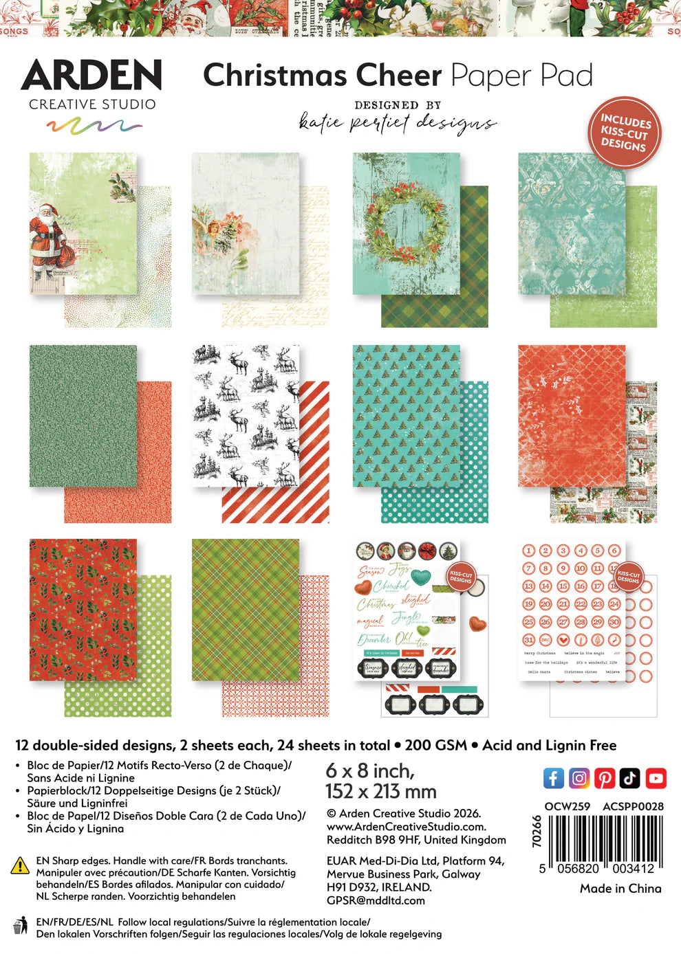 Arden Creative  Christmas Cheer 6" x 8'' Paper Pad