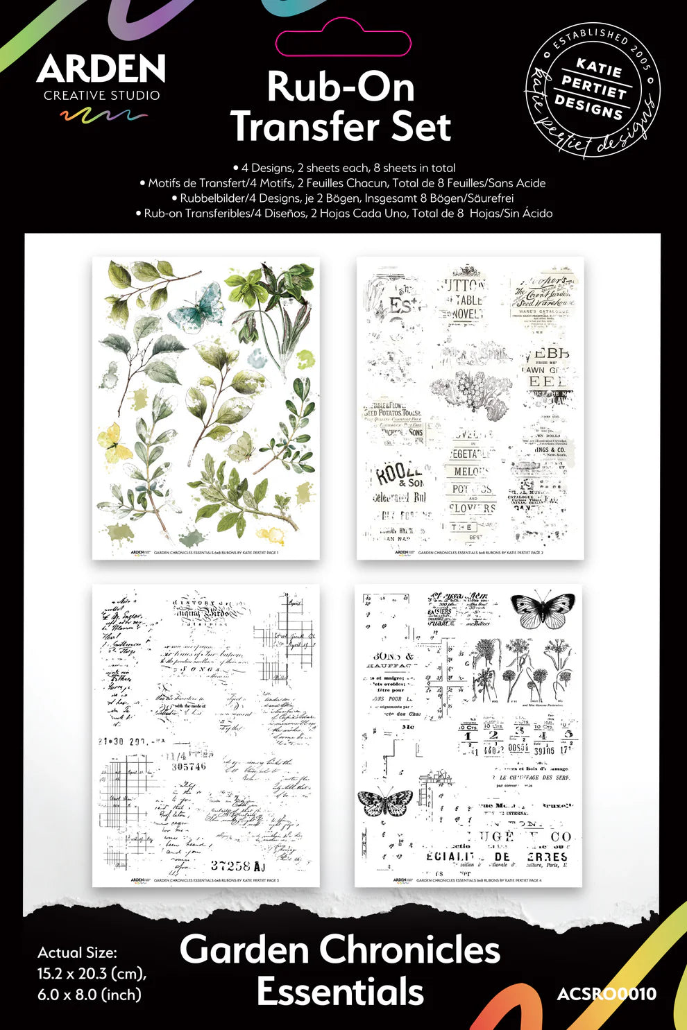 Arden Creative - Garden Chronicles Essentials  Rub On Transfer Set 