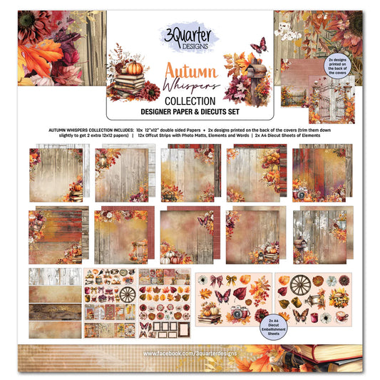 3 Quarter Designs - Autum Whispers Collection Designer Paper & Diecuts Set