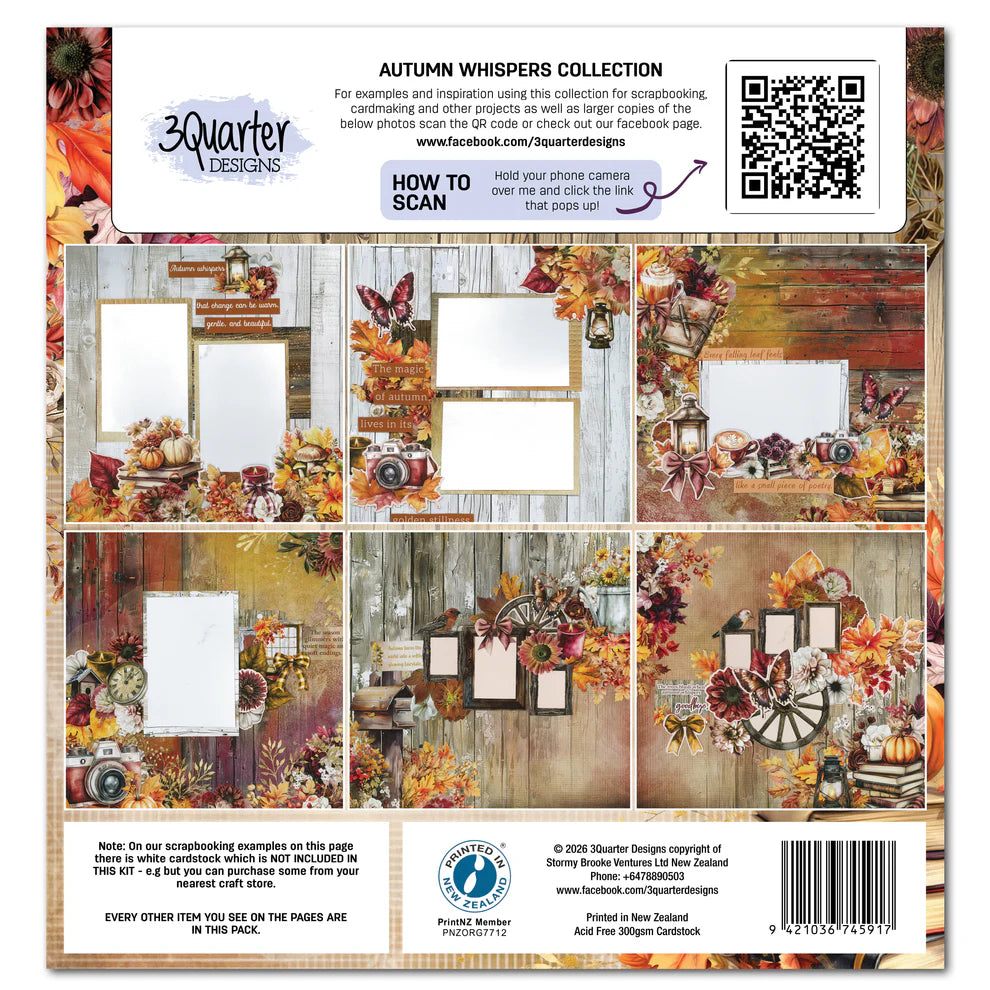 3 Quarter Designs - Autum Whispers Collection Designer Paper & Diecuts Set