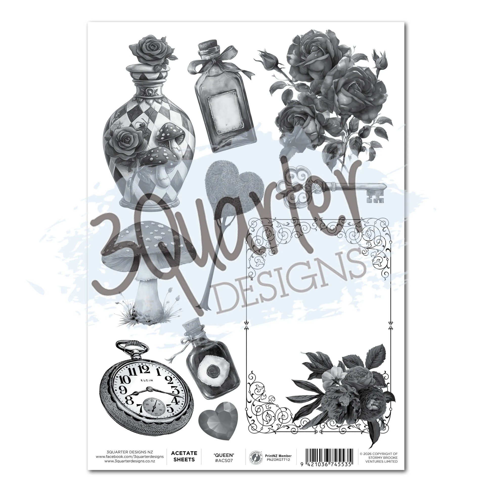 3 Quarter Designs - Acetate Sheet -Red Queen