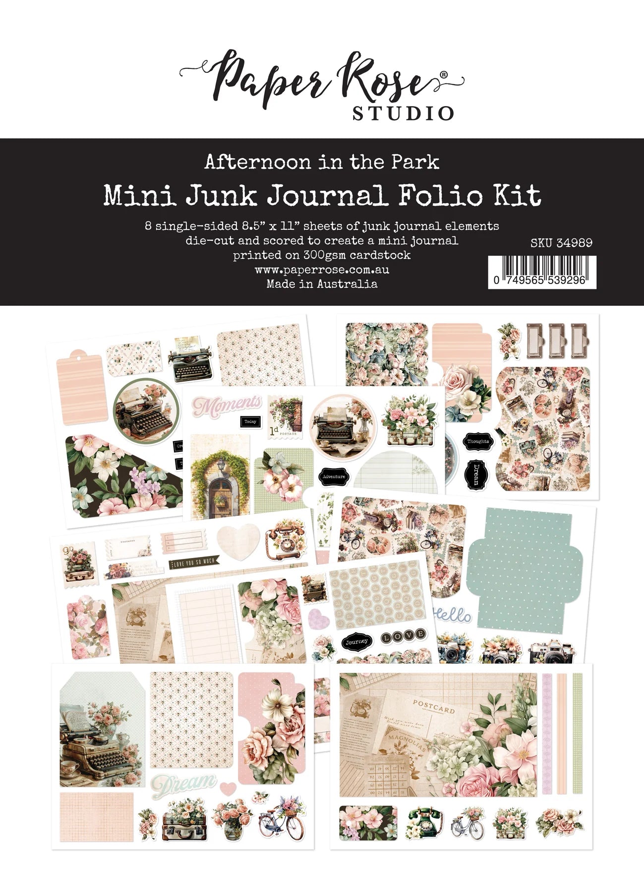 Paper Rose - Mini Junk Journal Folio Kit - Afternoon In The Park