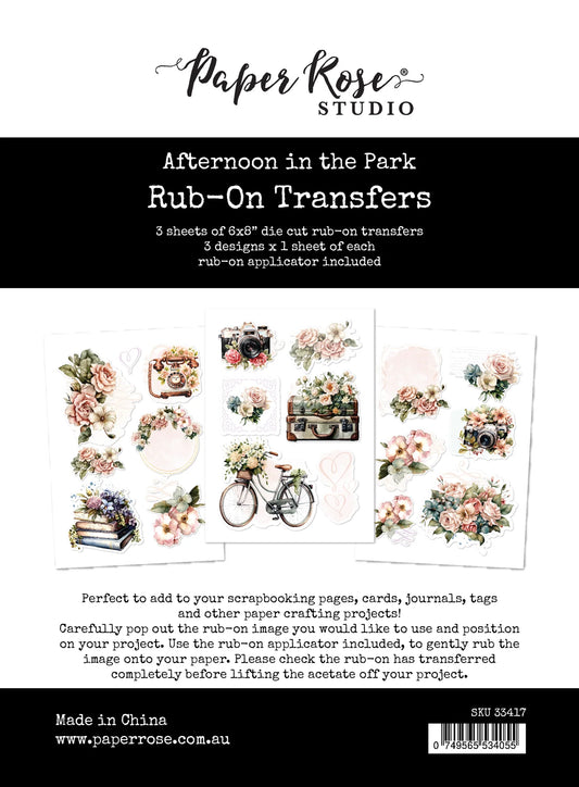 Paper Rose Rub-On Transfers - Afternoon In The Park