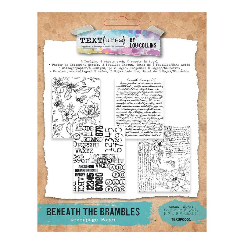 TEXT{ures} Beneath the Brambles 5x7 decoupage Paper