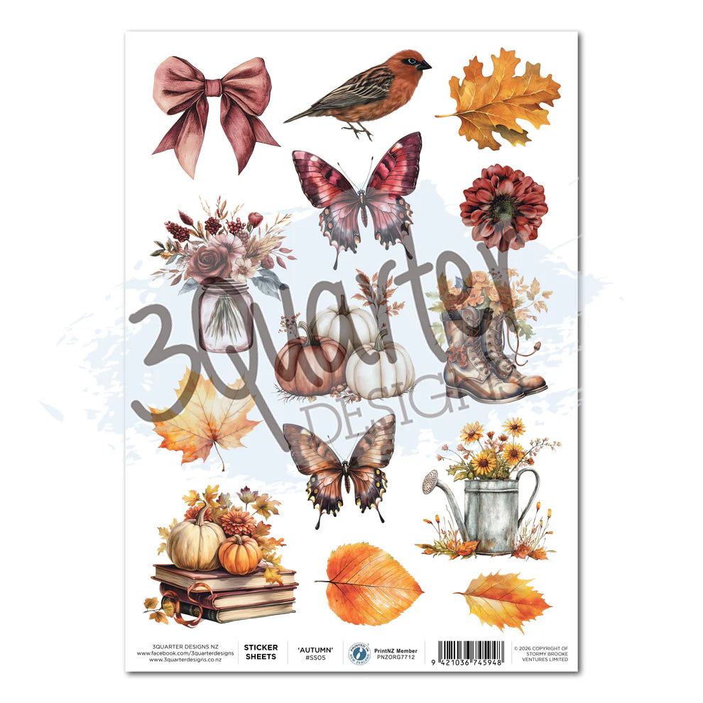 3 Quarter Designs -  Sticker Sheet  - Autumn