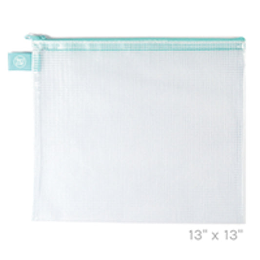 Avery Elle - Extra Large 13" x 13" Aqua Zippered Vinyl Mesh Bag