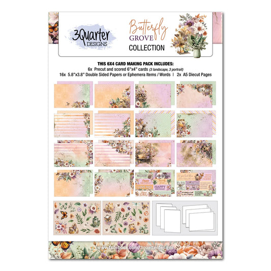 3 Quarter Designs - Butterfly Grove Collection 6x4 Card Pack
