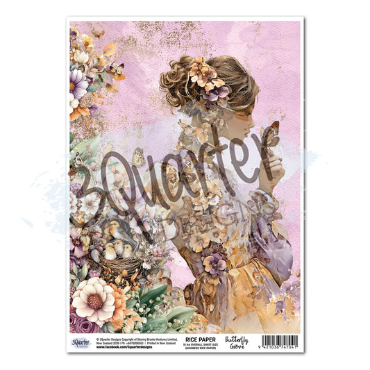3 Quarter Designs - Rice Paper Sheet- Butterfly Grove