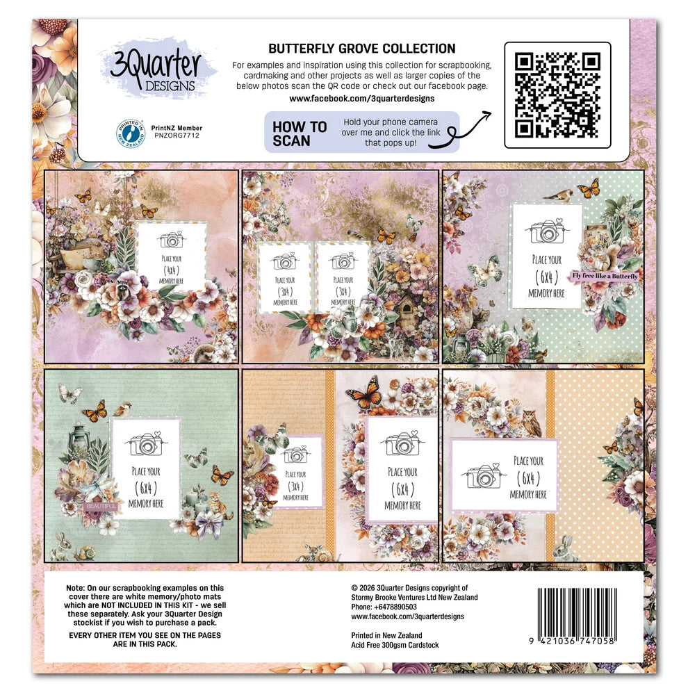 3 Quarter Designs - Butterfly Grove Collection Designer Paper & Diecuts Set