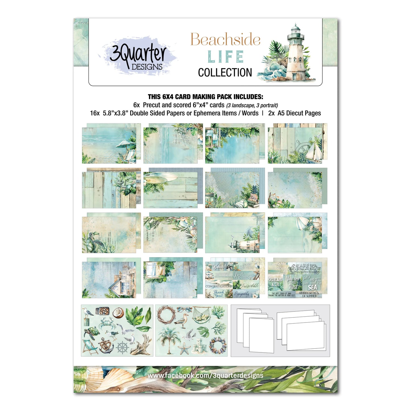 3 Quarter Designs - Beachside Life Collection 6x4 Card Pack